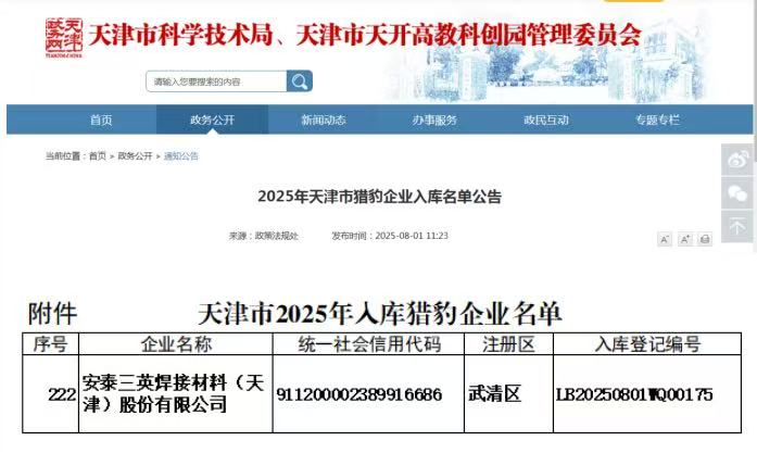 喜讯|安泰三英成功入选天津市“猎豹企业”库